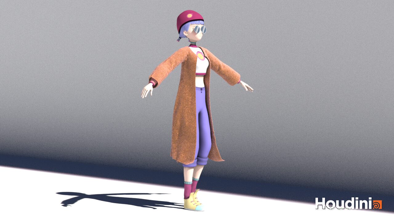 Orange cardigan — full body render